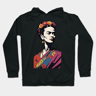 Frida's Vivid Vision: Colorful Portrait Hoodie